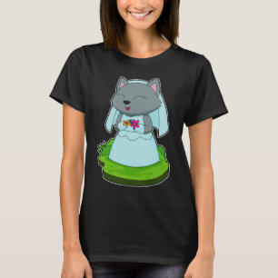 Kat Bruid Bloemen Bruiloft T-shirt