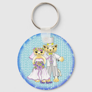 kat bruid en bruidegom Sleutelhanger
