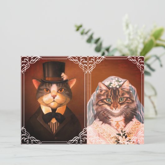 Kat-bruiloft Kaart (Staand voorkant)