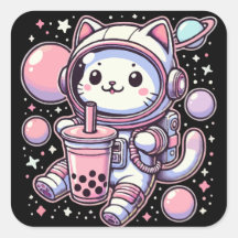 Kat Bubble Boba Thee In De Ruimte Astronaut Anime
