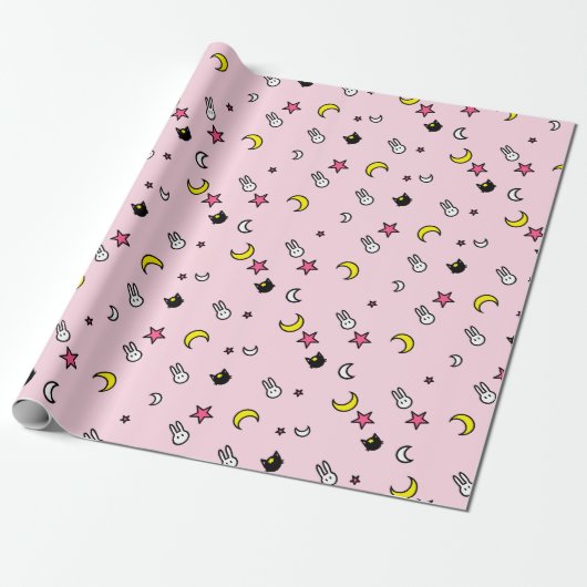 Kat Bunny Star Wrapping Paper van Lunar Cat Cadeaupapier (Uitgerold)