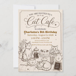 Kat Cafe Verjaardag Kaart