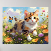 *~* Kat Calico Flowers 5:4 Kitten Cat AP68