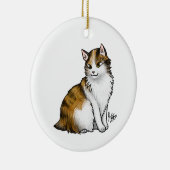 Kat Calico zonder staarten Keramisch Ornament (Rechts)