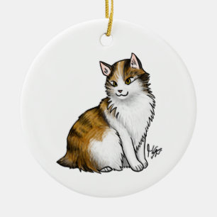 Kat Calico zonder staarten Keramisch Ornament