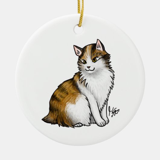 Kat Calico zonder staarten Keramisch Ornament (Voorkant)