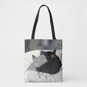 Kat Canvas tas, hand tekening, mooie illustratie Draagtas