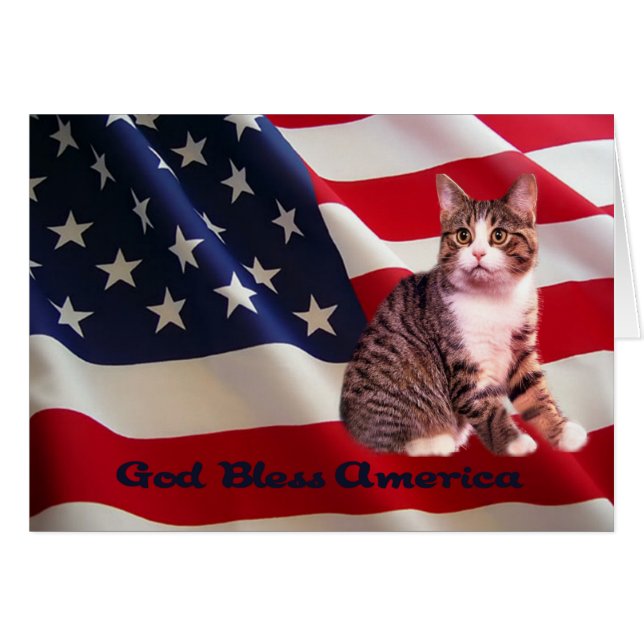 Kat Card God Bless America (Voorkant Horizontaal)