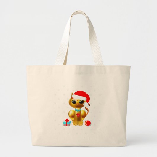 Kat-cartoon met kerstschattige gouden katjes grote tote bag (Voorkant)