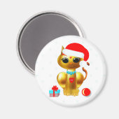 Kat-cartoon met kerstschattige gouden katjes magneet (Voorkant / Achterkant)