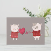 Kat Cartoon Paar Kaart (Staand voorkant)
