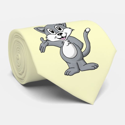 Kat-Cartoon Stropdas (Opgerold)