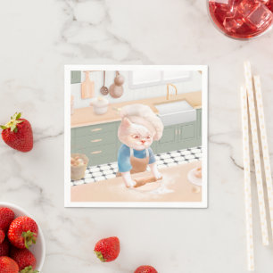 Kat Chef Bakken in de Keuken Servet