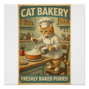 Kat Chef Poster Muurkunst Perfect Poster
