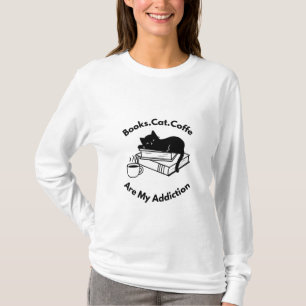 Kat Coffee Boek Liefhebber T-Shirt, Cozy Lezer Est T-shirt