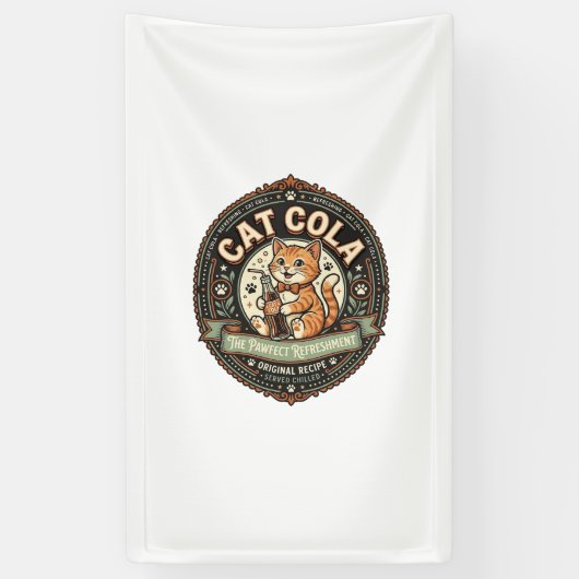 Kat Cola Kat Frisdrank Drank Etiket Kat Vintage V Spandoek (Verticaal)