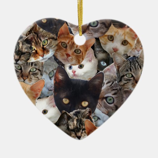 Kat Collage Keramisch Ornament (Voorkant)