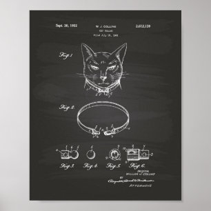Kat Collar 1952 Patent Art Chalkboard Poster