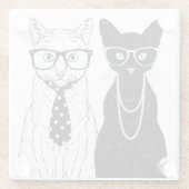 Kat Couple Glazen Onderzetter (Achterkant)