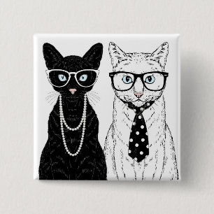 Kat Couple Vierkante Button 5,1 Cm