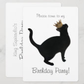 Kat Crown Birthday Party Invitation Kaart (Voorkant / Achterkant)