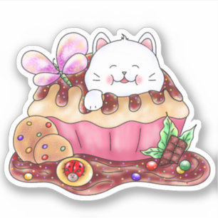 Kat Cupcake Dessert   Sticker