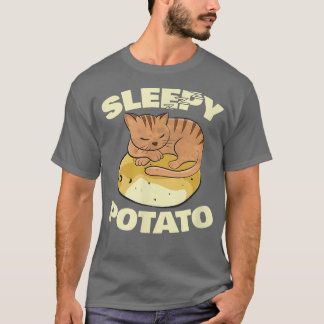 Kat Cute Cat meer kleuren slaperige aardappelen T-shirt