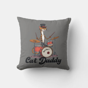 Kat Daddy Musicus Jazz Muziek Drummer Kattenvade Kussen