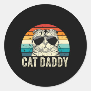 Kat Daddy Verdrietig Schots Fold Kat Pa Ronde Sticker