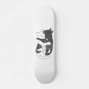 Kat dag kattenachtillustratie - Kies achtergrond Skateboard