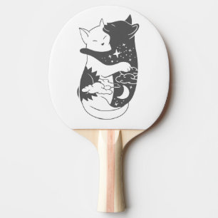 Kat dag kattenachtillustratie - Kies achtergrond Tafeltennisbatje
