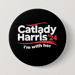 Kat Dame Kamala Harris 2024 Ik ben met haar Ronde Button 7,6 Cm