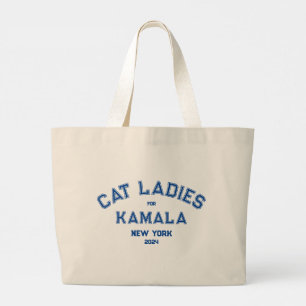 Kat Dames voor Kamala 2024 Custom State Grote Tote Bag