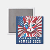 Kat Dames voor Kamala 2024 Democraat Magneet (Voorkant / Achterkant)