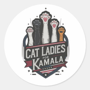 Kat Dames voor Kamala (7) Ronde Sticker