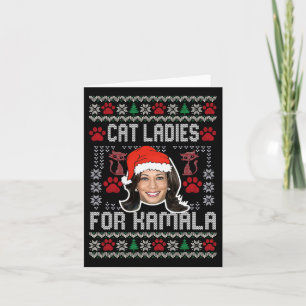 Kat Dames voor Kamala Santa Christmas Madam Presid Kaart