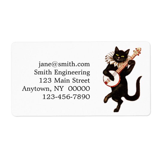 Kat dat Banjo speelt Etiket (Voorkant)