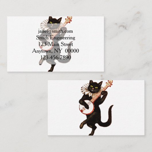 Kat dat Banjo speelt Visitekaartje (Voorkant / Achterkant)