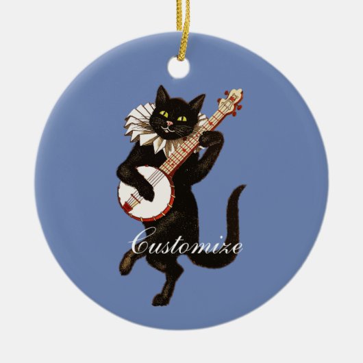 Kat dat Banjo Thunder_Cove speelt Keramisch Ornament (Voorkant)