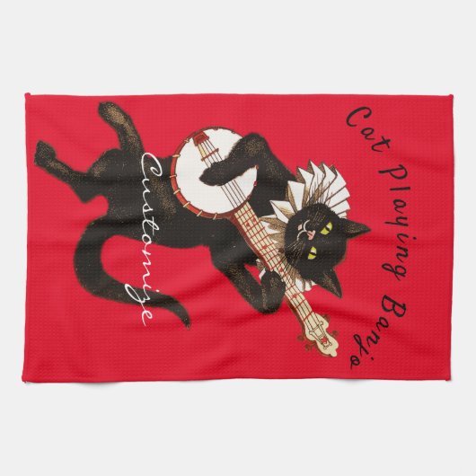 Kat dat Banjo Thunder_Cove speelt Theedoek (Horizontaal)