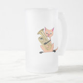 Kat dat de euphonium afspeelt matglas bierpul (Voorkant rechts)