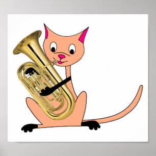 Kat dat de euphonium afspeelt poster