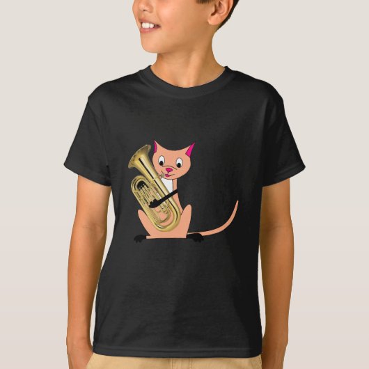 Kat dat de euphonium afspeelt t-shirt (Voorkant)