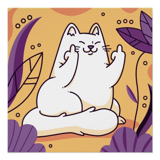 Kat dat de vinger poster geeft perfect poster (Voorkant)