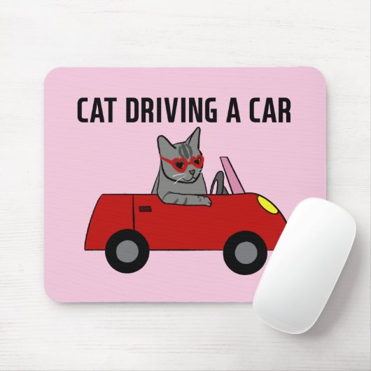 Kat dat een auto bestuurt muismat (Met muis)