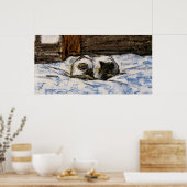 Kat dat slaapt op een bed poster (Keuken)