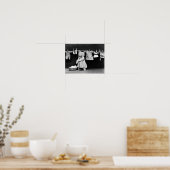 Kat dat wasgoed op de dop hangt poster (Keuken)