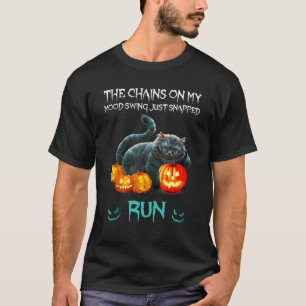 Kat De kettingen aan mijn stemming schommelden net T-shirt