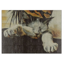 Kat Decoratieve Glas Snijplank 15" x 11"