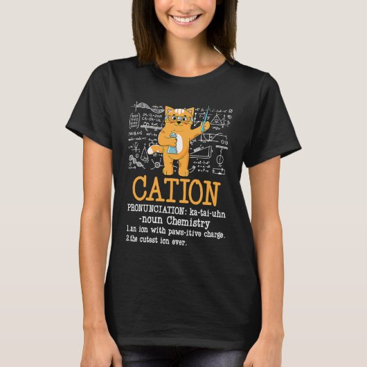 Kat Definitie Wetenschapsleraar Chemie Pun Kat T-shirt (Voorkant)